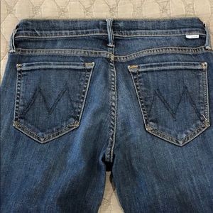 Mother crop raw hem jeans